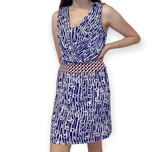 Suzi Chen by Maggy Boutique Blue Printed Dress Size 8